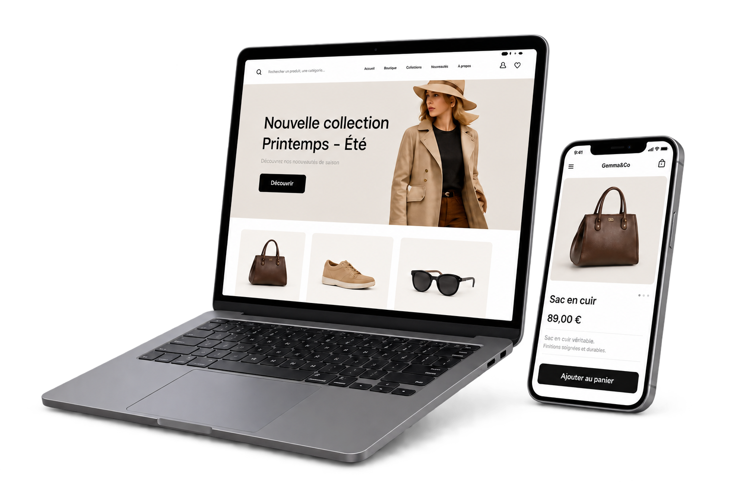 Aperçu d'un site e-commerce Devofast